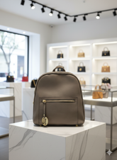 FASHION  SLEEK TAUPE PEBBLED LEATHER BACKPACK LADIES BACK PACK